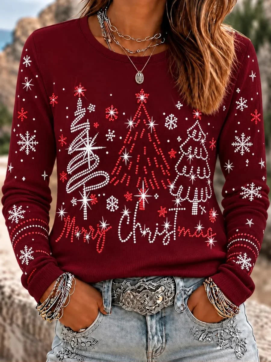 Casual Geometric Crew Neck Long Sleeve T-shirt