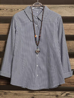 Stripe Buttons Casual Collared Shirt