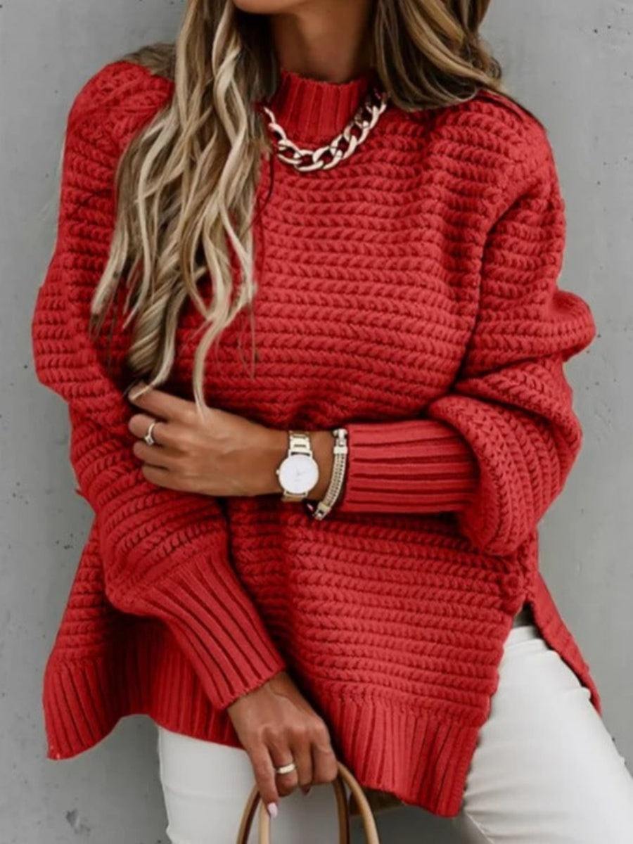 Wool Yarn Plain Long Sleeve Comfy Casual Sweater