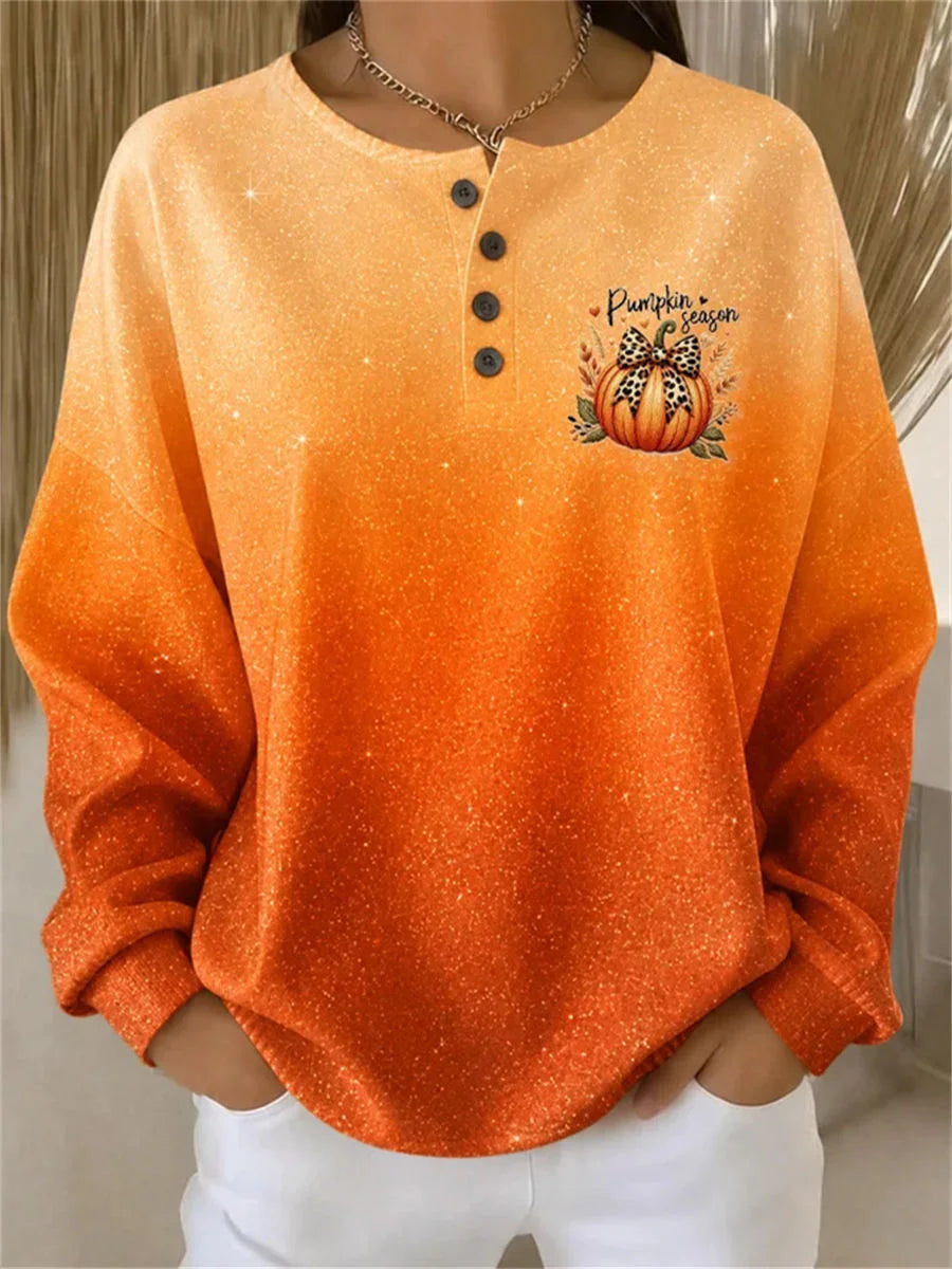 Casual Striped Henley Collar Long Sleeve Sweatshirt