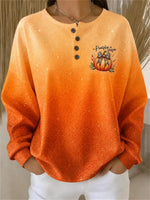 Casual Striped Henley Collar Long Sleeve Sweatshirt