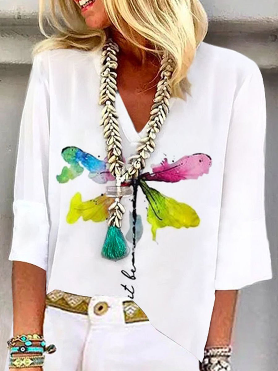 Chic Animal Print 3/4 Sleeve Top