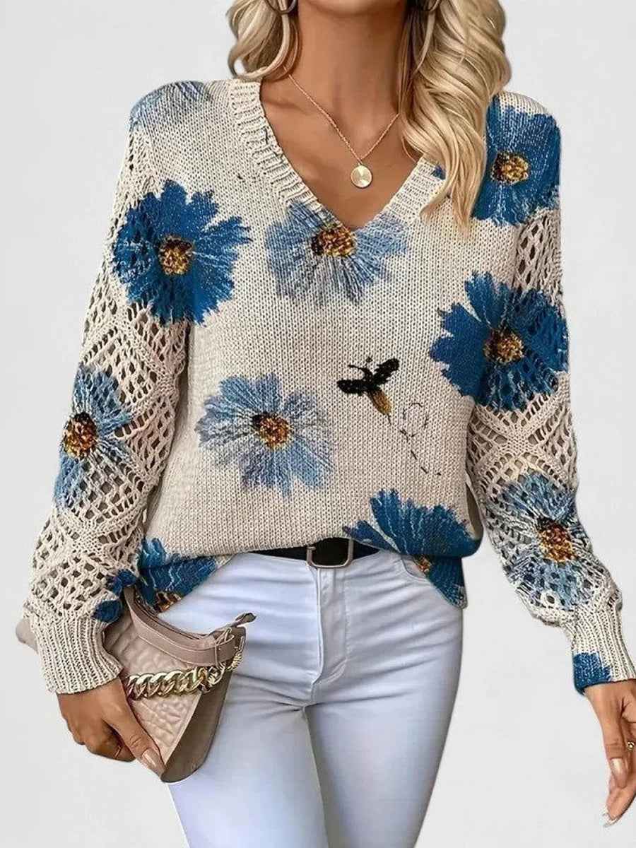 Elegant V-Neck Long Sleeve Sweater