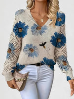 Elegant V-Neck Long Sleeve Sweater
