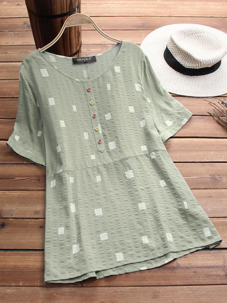 Short Sleeve Geometric Print Casual T-shirt