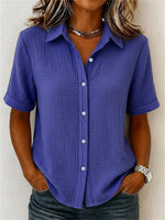 Casual Solid Colour Short Sleeve Blouse