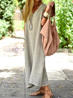 Women's Plain V-Neck Sleeveless Relaxed Fit Casual Maxi Dress