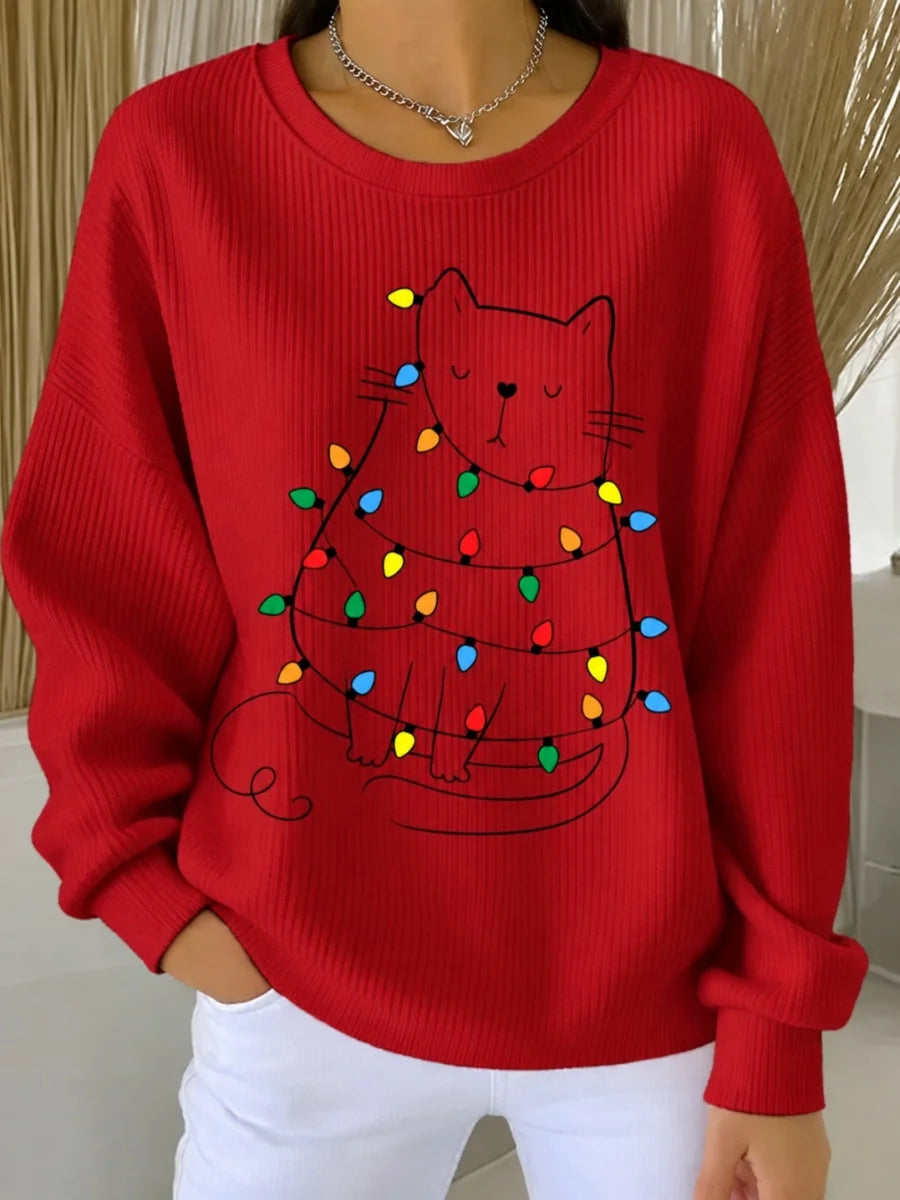 Casual Christmas Crew Neck Long Sleeve Sweatshirt