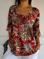 Vintage Leaf Print T-Shirt