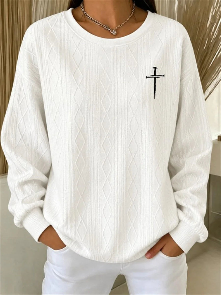 Casual Plain Crew Neck Long Sleeve Sweatshirt