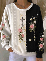Casual Floral Crew Neck Long Sleeve Sweatshirt