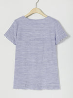 Casual Solid Embroidery V-neck Short Sleeve T-shirt