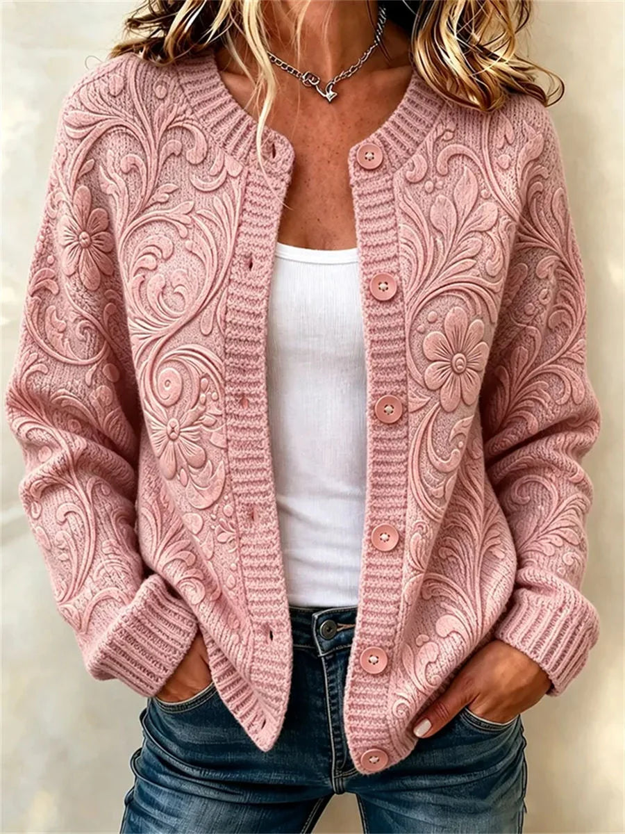Women Floral Long Sleeve Comfy Vintage Printing Cardigan
