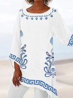 Round Neck Long Sleeve White Top