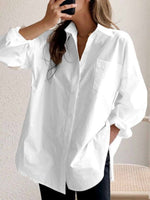 White Plain Collared Long Sleeve Shirt