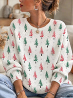 Women's Word Christmas Tree Round Neck Long Sleeve Sweater