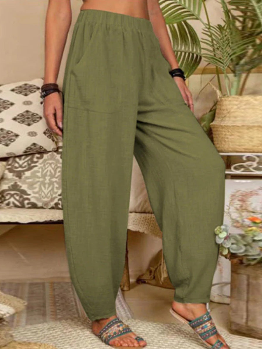 Women's Pure Color Casual Cotton Pants