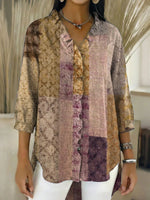 Women's Abstract Art Casual V-neck 3/4 Sleeve Shirt