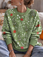 Women's Casual Christmas Round Neck Long Sleeve Sweater