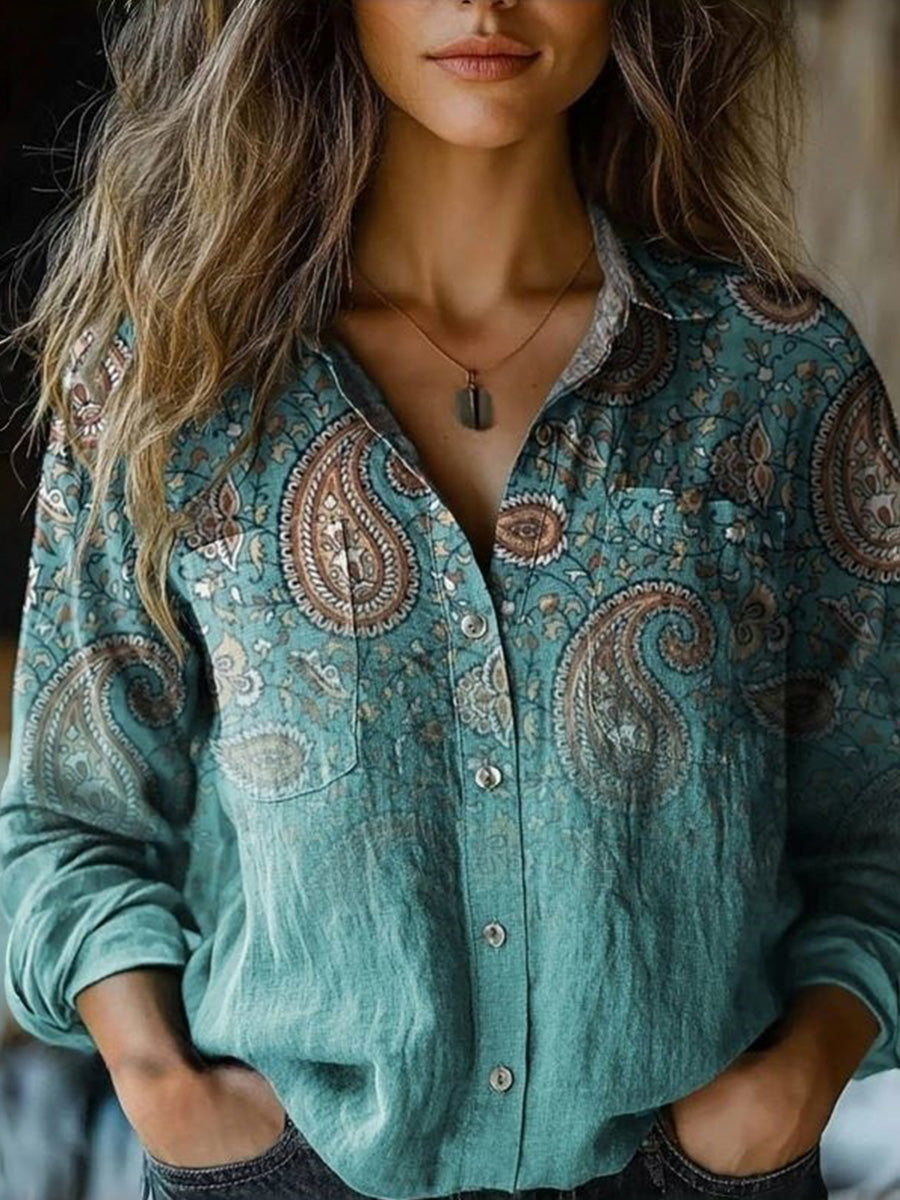 Vintage Ethnic Print Blouse