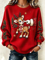 Casual Christmas Crew Neck Long Sleeve Sweatshirt