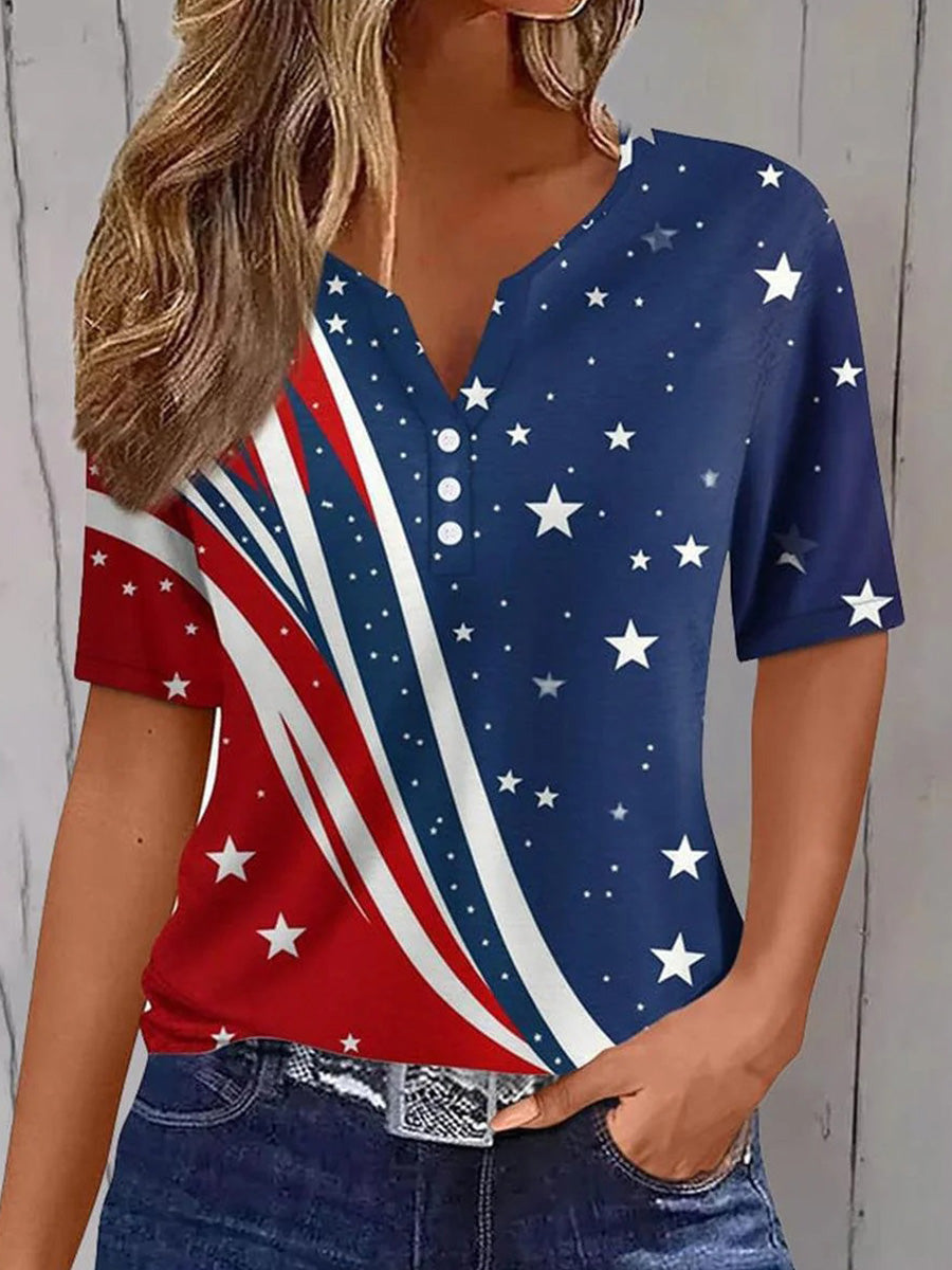 Classy V-Neck Short Sleeve Top