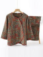 Vintage Jacquard Round Neck Loungewear Set