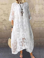 Popular Round Neck Long Sleeve Maxi Dress