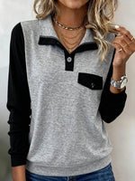 Grey Color Block Long Sleeve Top