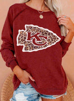 Women Leopard Printed Long Sleeve Round Neck Sweatshirt