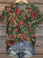 Green Round Neck Short Sleeve Top