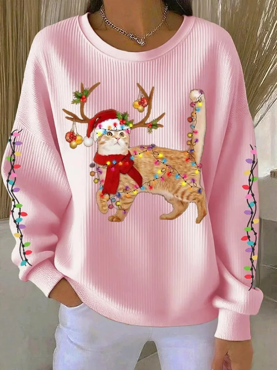 Casual Christmas Crew Neck Long Sleeve Sweatshirt