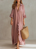 Women's Ruffled Casual Long-sleeved Dress