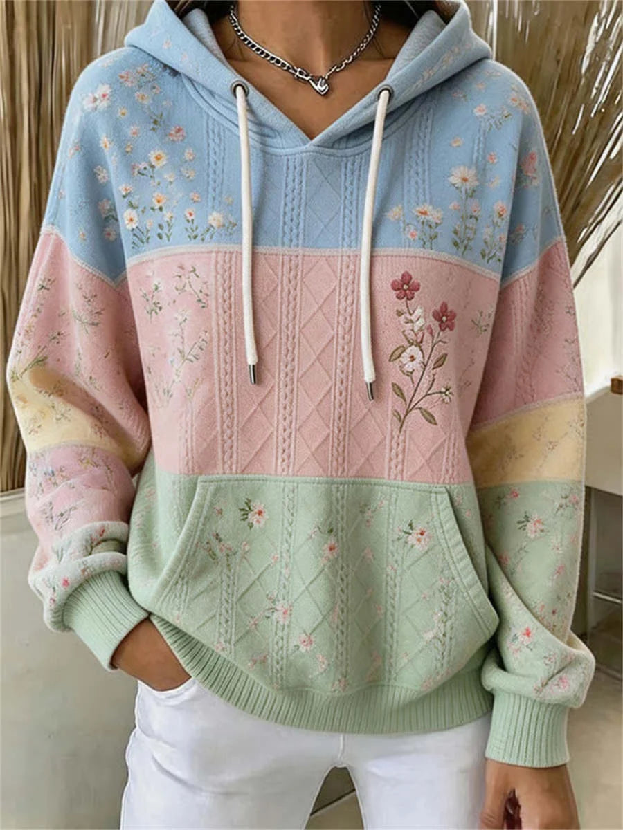 Casual Floral Hoodie Long Sleeve Hoodie