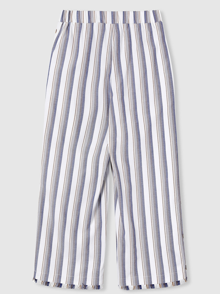 Stripe Casual Button Pants