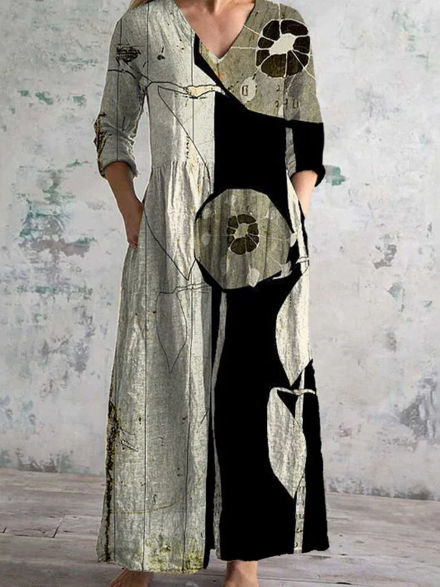 Vintage Abstract Print Dress
