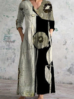Vintage Abstract Print Dress