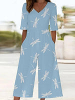 Breezy Blue V-neck Jumpsuit