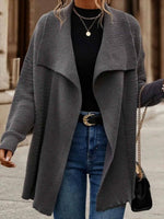 Plain Loose Shawl Collar Casual Sweater Coat