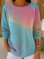 Casual Gradient Round Neck Long Sleeve Sweater