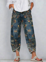 Women's Vintage Floral Printed Casual Pants
