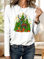 Elegant Round Neck Long Sleeve T-Shirt