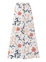 Women's Floral Printed Graphic Straight Fashion Split Button Maxi High Waist Skirt
