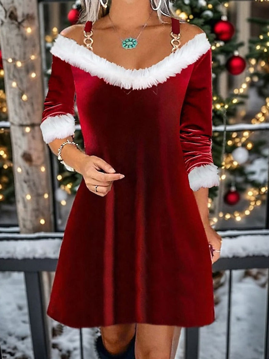 Winter Party V-Neck Strapless Velvet Dresses