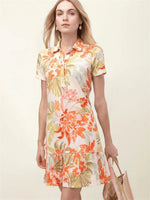 Tropical Floral Print Short Sleeve Polo Tennis Dress