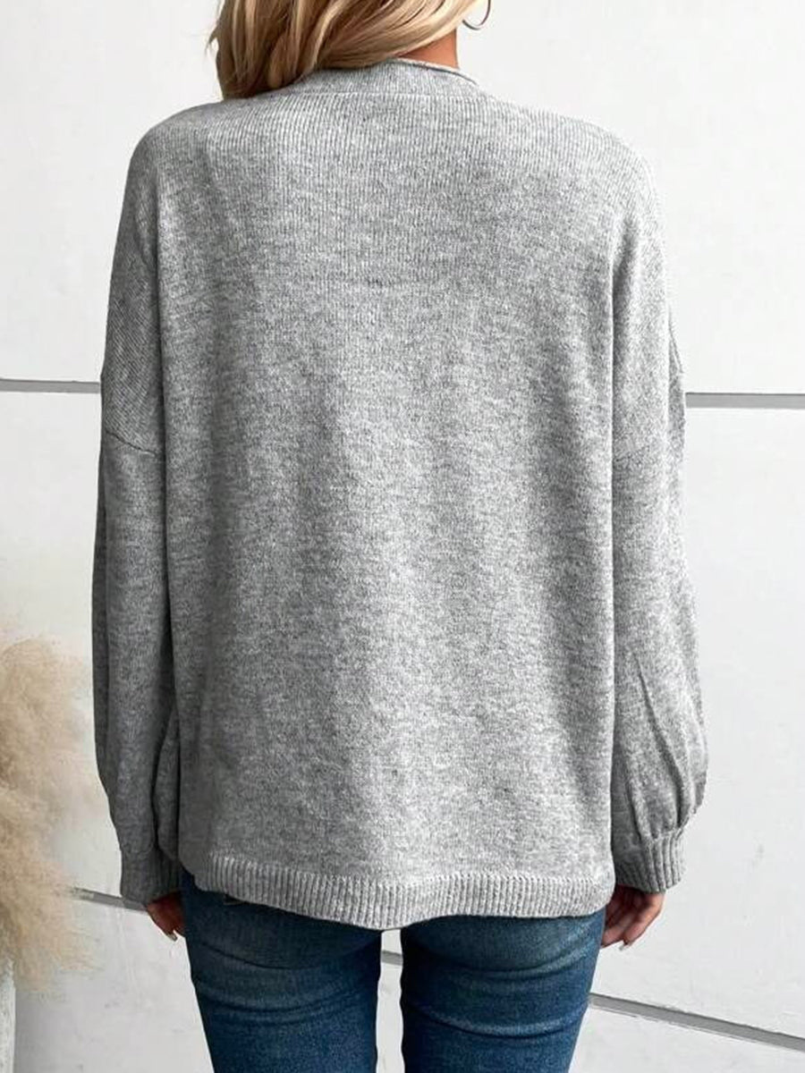 Chic Long Sleeve Plain Sweater