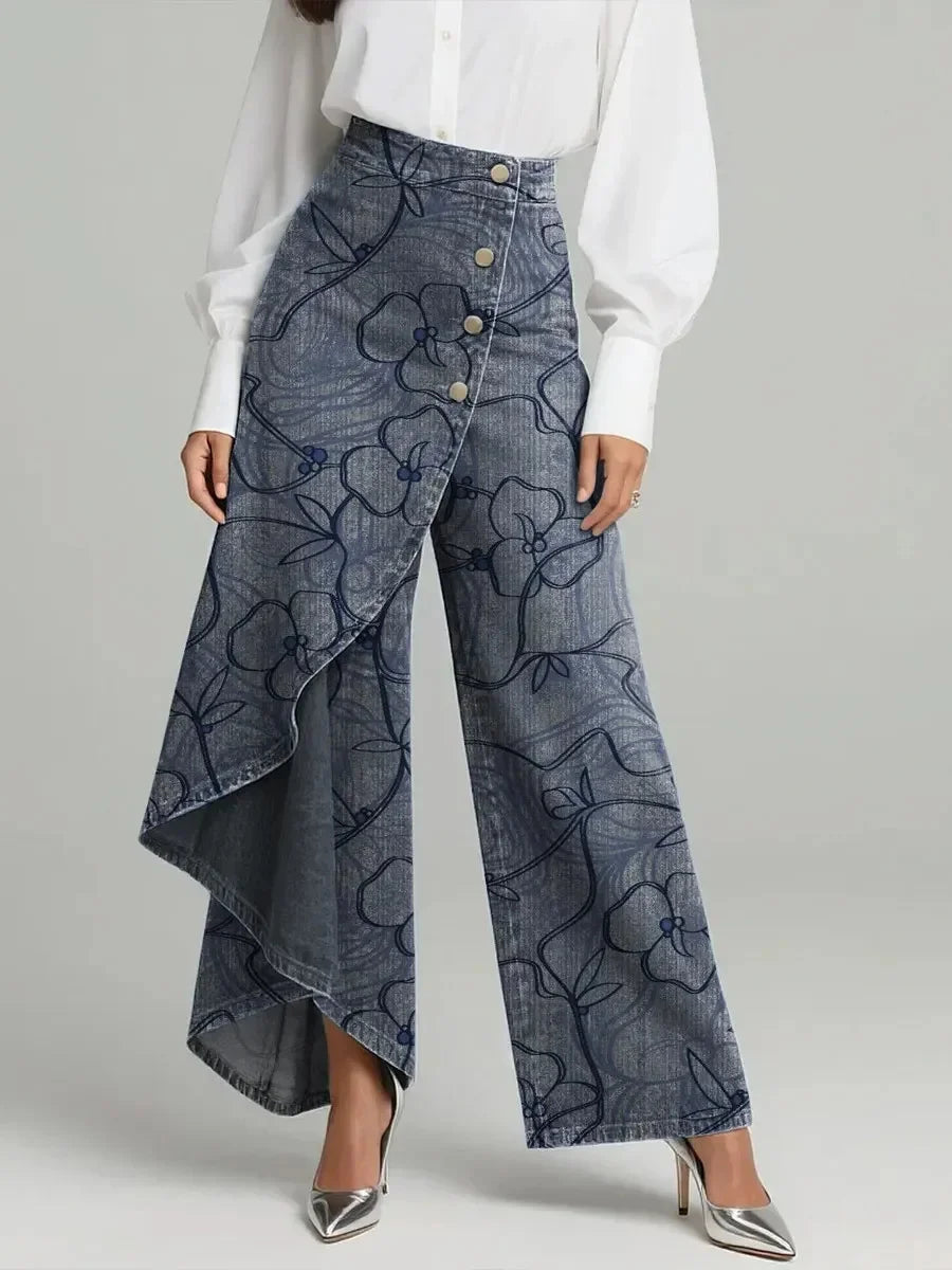 Women's Vintage Floral Pattern Art Print Casual Pants