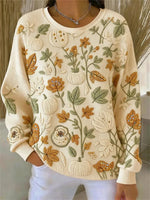 Casual Floral Crew Neck Long Sleeve Sweatshirt
