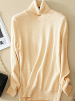Solid High Neck Long Sleeve Sweater