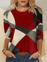 Casual Geometric Crew Neck Long Sleeve T-shirt